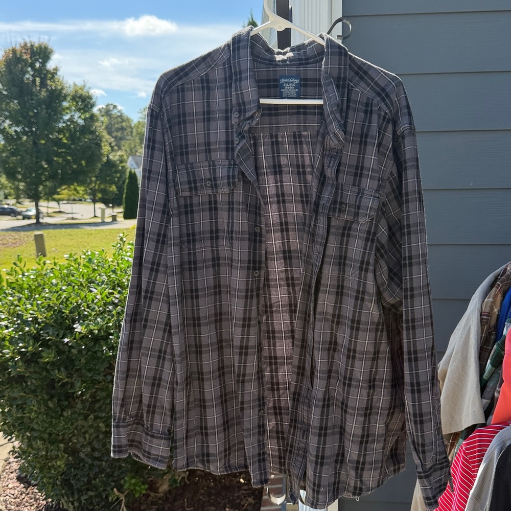Faded Glory Gray Plaid Shirt